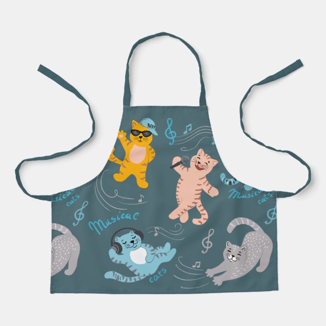Tablier Cute Musicale Chats Motif Enfants Cuisine (Recto)
