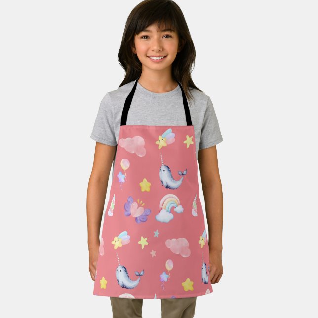 Tablier Cute Narwhal Fish Unicorn Rainbow Sea Anniversaire (Insitu)