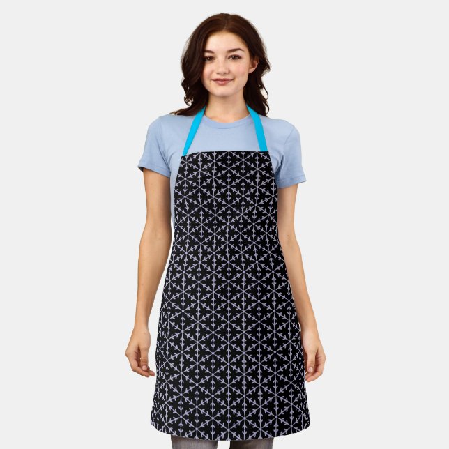 Tablier Cute Navy Blue Snowflake Apron - Design hivernal! (Porté)