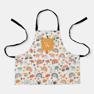 Tablier Cute Orange Blue Spring Rainbow Clouds Motif