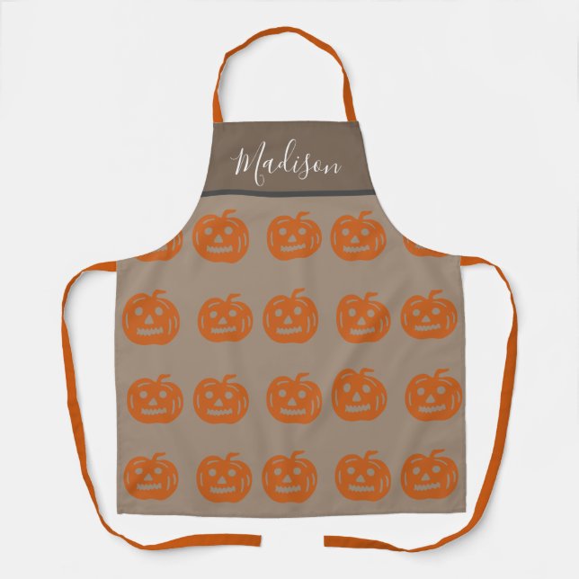 Tablier Cute Orange Halloween Citrouilles Femmes Personnal (Recto)