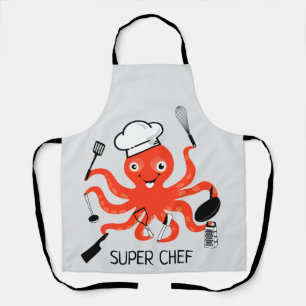 Tablier Cute Orange Octopus Chef Personnaliser