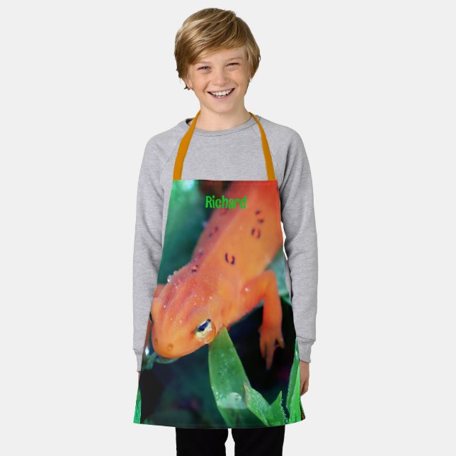 Tablier Cute Orange Salamander Nature Personnalisée (Porté)