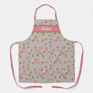 Tablier Cute pain d'épices Maison Sucres de canne Gris ros