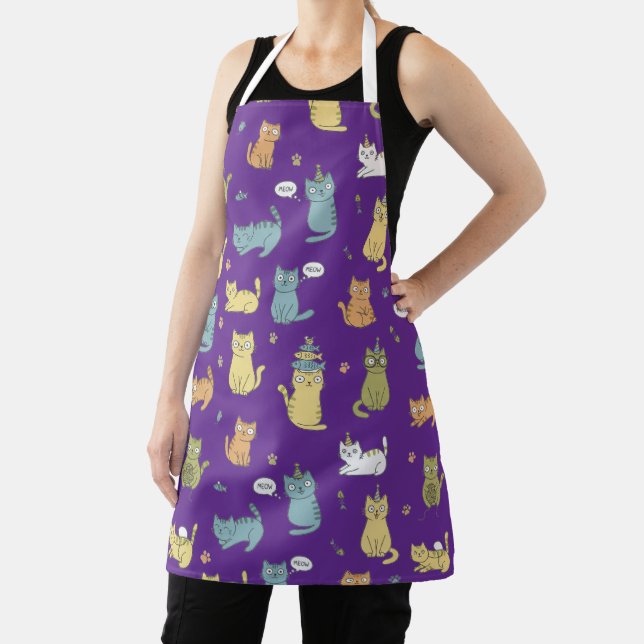 Tablier Cute Pastel  Cat Pattern Apron Gift For Cat Lovers (Insitu)