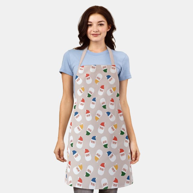 Tablier Cute Père Noël fait face au Motif de Noël (Porté)