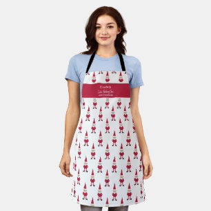 Tablier Cute Père Noël Gnome Holiday Baking Crew Monogramm