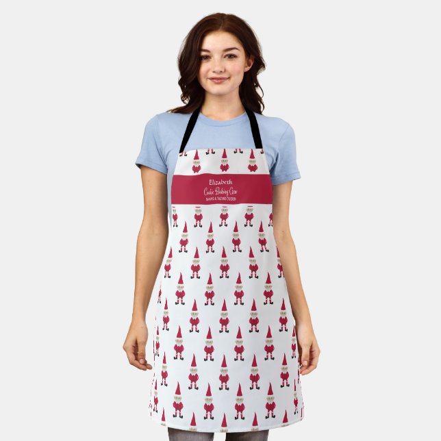 Tablier Cute Père Noël Gnome Holiday Baking Crew Monogramm (Porté)