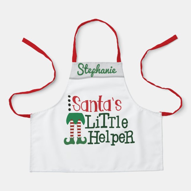 Tablier Cute Père Noël Little Helper Personnaliser Nom Enf (Recto)