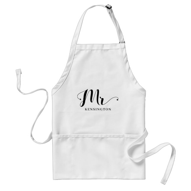 Tablier Cute Personnalisé M. Newlysée Typographie (Devant)
