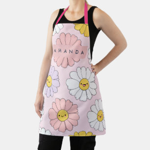 Tablier Cute personnalisée Kawaii Pastel Daisy Fleurs Face