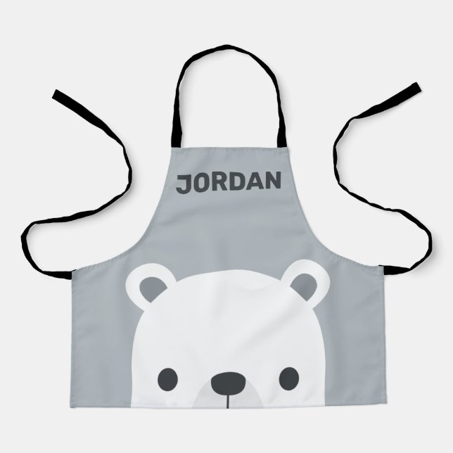 Tablier Cute petit ours polaire avec nom personnalisé (Recto)