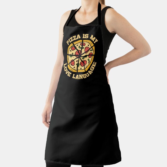 Tablier Cute pizza amour langue mot art maison cuisine (Insitu)
