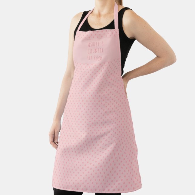 Tablier Cute Polka Point Deux Tons Rose Personnalisé (Insitu)