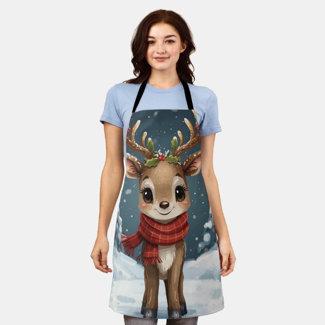 Tablier Cute reindeer christmas apron for festive kitchen  (Porté)