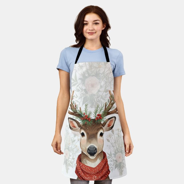 Tablier Cute Reindeer Christmas Apron For Winter Festive (Porté)