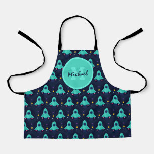 Tablier Cute Rocket Stars Vaisseau Enfants Garçon Monogram