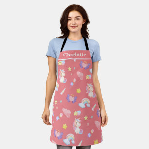 Tablier Cute rose douce licorne arc-en-ciel Motif