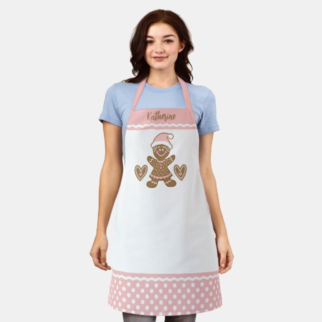 Tablier Cute Rose Noël Fille Gingerbread Cookie Apron (Porté)