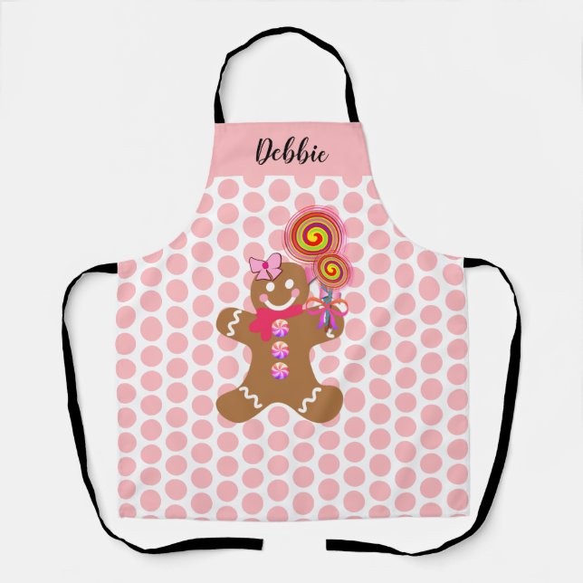 Tablier Cute Rose pain d'épices Fille Cuisine personnalisé (Recto)