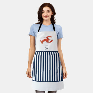 Tablier Cute Rouge blanc & bleu homard Apron
