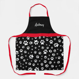 Tablier Cute rouge noir et blanc Empreinte de patte person