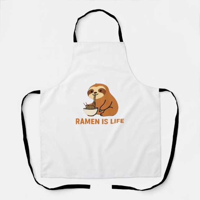 Tablier Cute Sloth Eating Ramen � Funny Noodle Lover Desig (Recto)