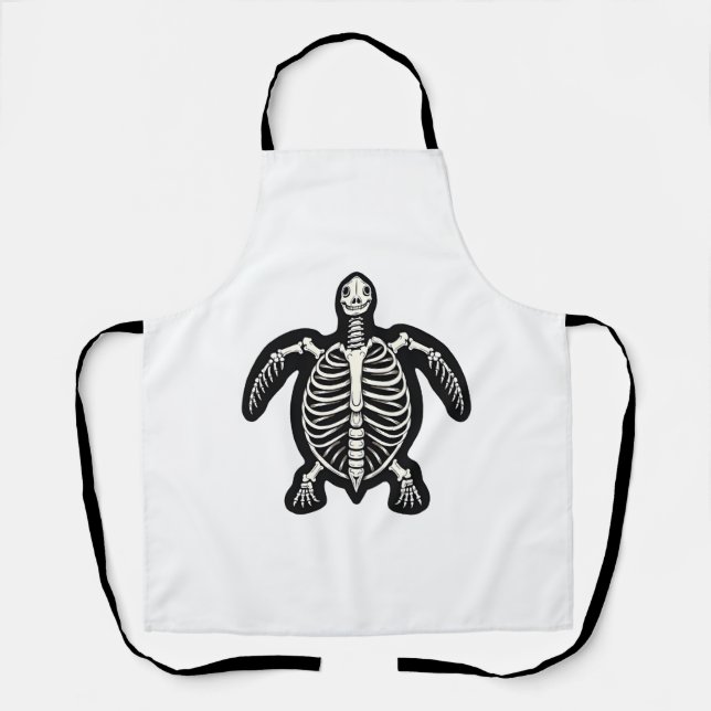 Tablier Cute Tortue Halloween Squelette Tortue Fossiles Ar (Recto)