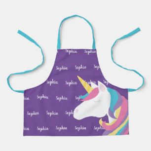 Tablier Cute Unicorn Purple Enfants Personnalisés
