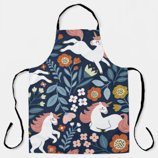 Tablier Cute Unicornes Floral Vintage Motif