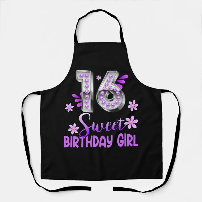 Tablier Cute violet noir sucré 16 Style I 16e anniversaire (Recto)