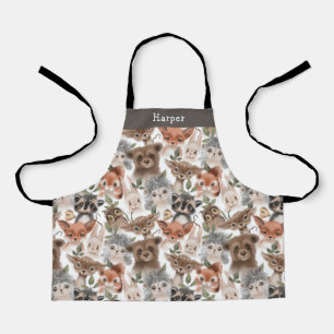 Tablier Cute Woodland Animaux Motif avec nom
