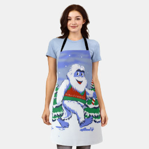 Tablier Cute yeti christmas in forest