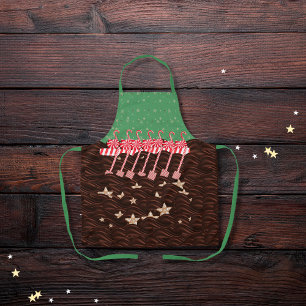 Tablier Cygnes et biscuits fourrés chocolat vagues vert