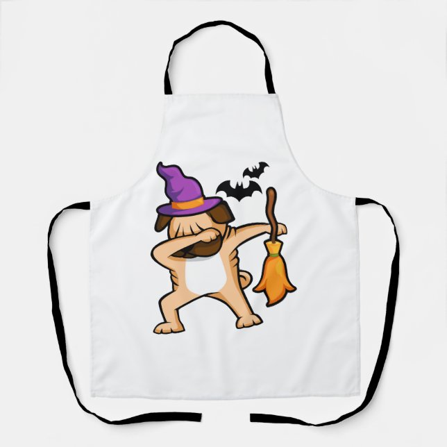 Tablier Dabbing Halloween Carlin chien (Recto)