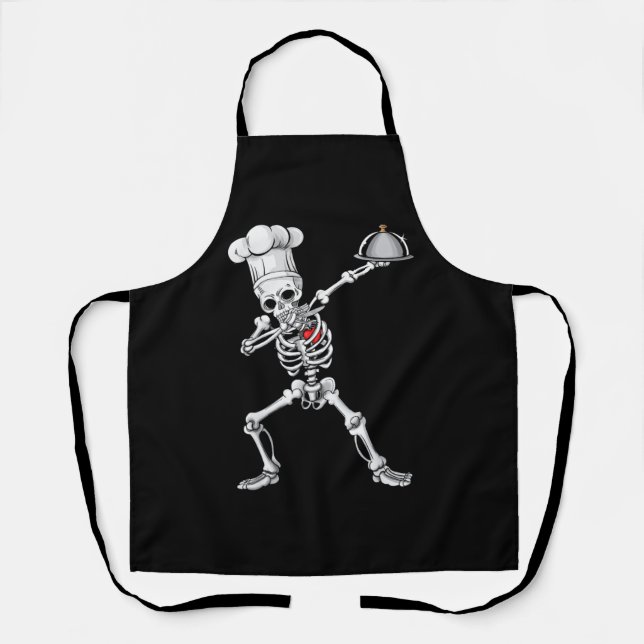 Tablier Dabbing Skeleton Chef Déjeuner Lady Halloween (Recto)