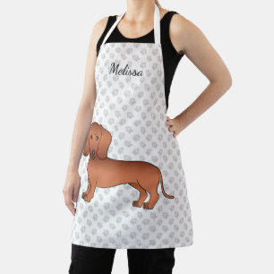Tablier Dachshund de dessin animé mignon aux poils lisses
