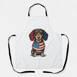 Tablier Dachshund patriotique gravure vintage vecteur conc