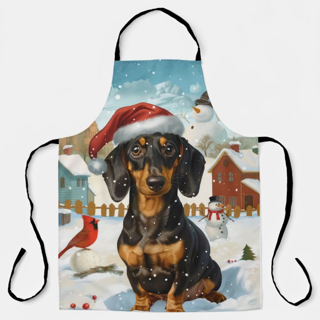 Tablier Dachshund Winter Wonderland Christmas Joy (Recto)