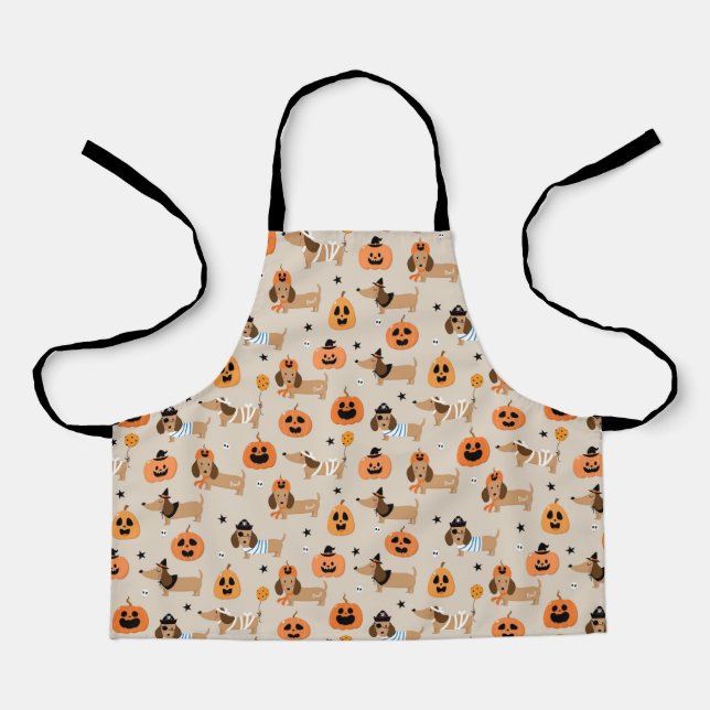 Tablier Dachshunds en Halloween Costumes Motif (Recto)