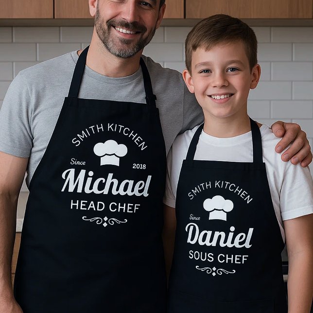 Tablier Dad & Kid Christmas Chef Apron Set (Créateur téléchargé)