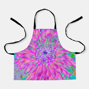 Tablier Dahlia en fleurs artistique rose bleu et violet Co