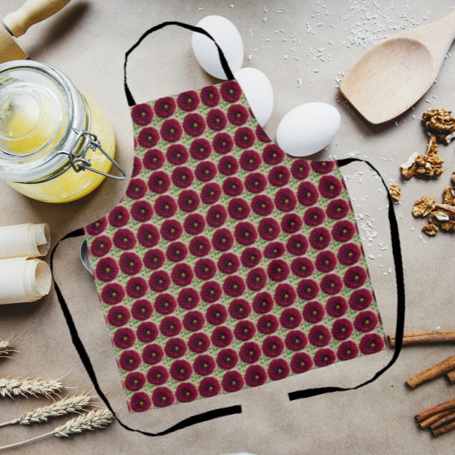 Tablier Dahlia rouge profond motif floral (In Situ Kitchen)