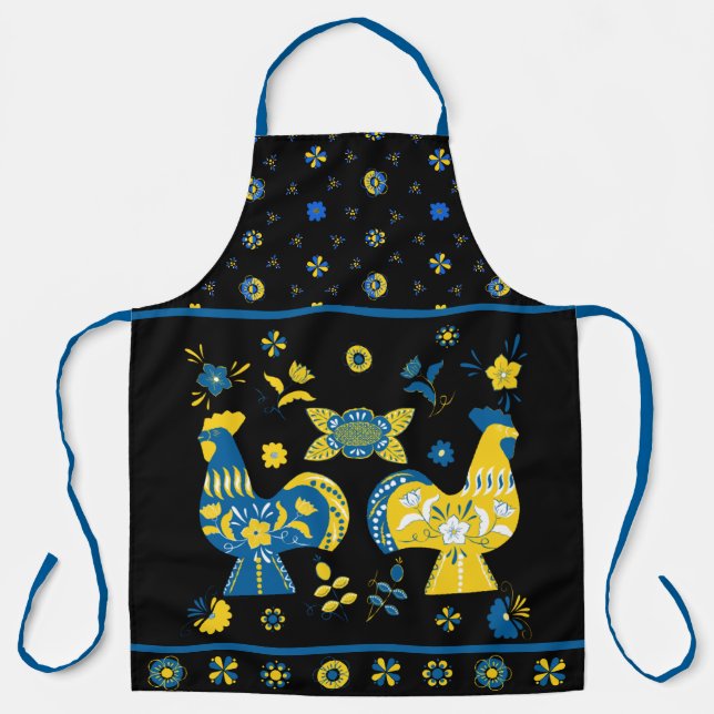 Tablier Dala populaire suédoise Rooster l bleu et jaune (Recto)