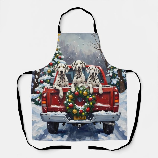 Tablier Dalmatian Christmas Red Truck Holiday (Recto)