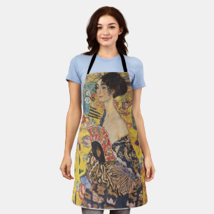 Tablier Dame Art nouveau vintage avec peinture d'éventail