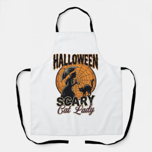 Tablier Dame de chat effrayante Halloween Sorcière Web Vin