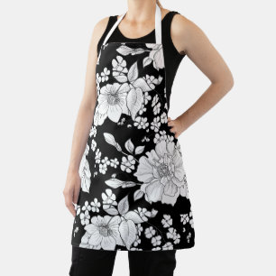 Tablier Dames Florales En Noir Et Blanc