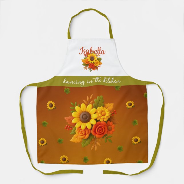 Tablier "Dancing in the Kitchen" - Bouquet de tournesol d' (Recto)