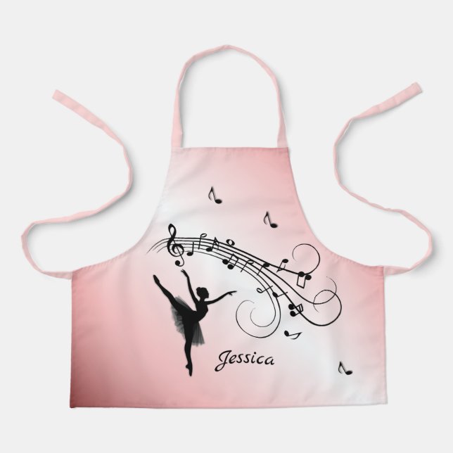 Tablier Danse Extraordinaire Ballerina avec musique rose (Recto)